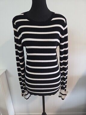 Theory striped ribbed sweater Sz L